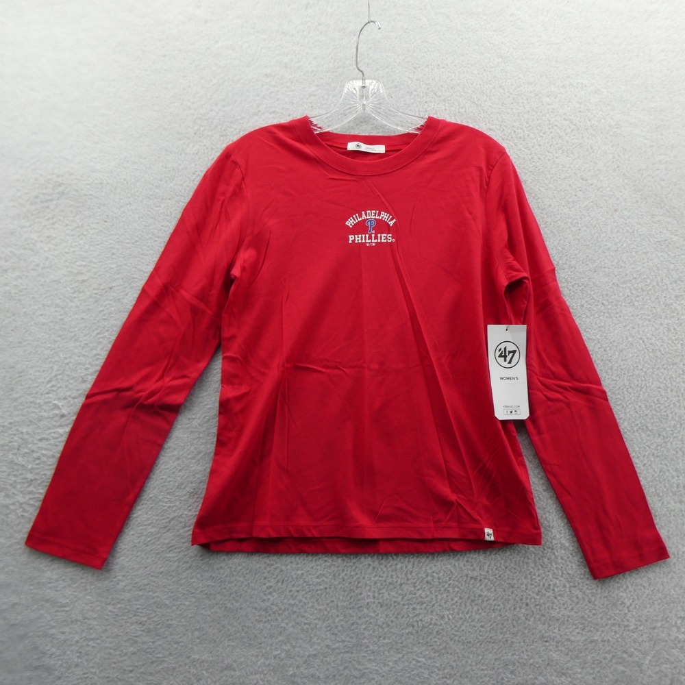 '47 Brand Phillies Shirt Womens Small Philadelphia Red Long Sleeve Cotton Blend